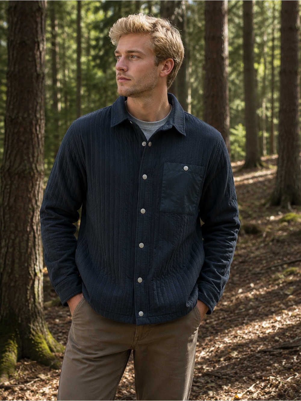 Goodfellow & Co Black Quilted Snap Shirt Jacket
